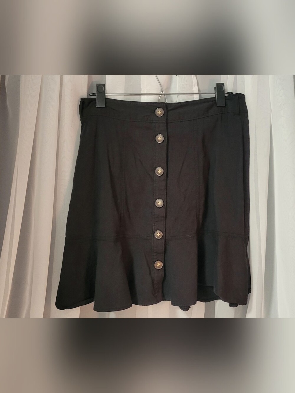 Nine West Black Button-Front Circle Skirt with Natural Buttons